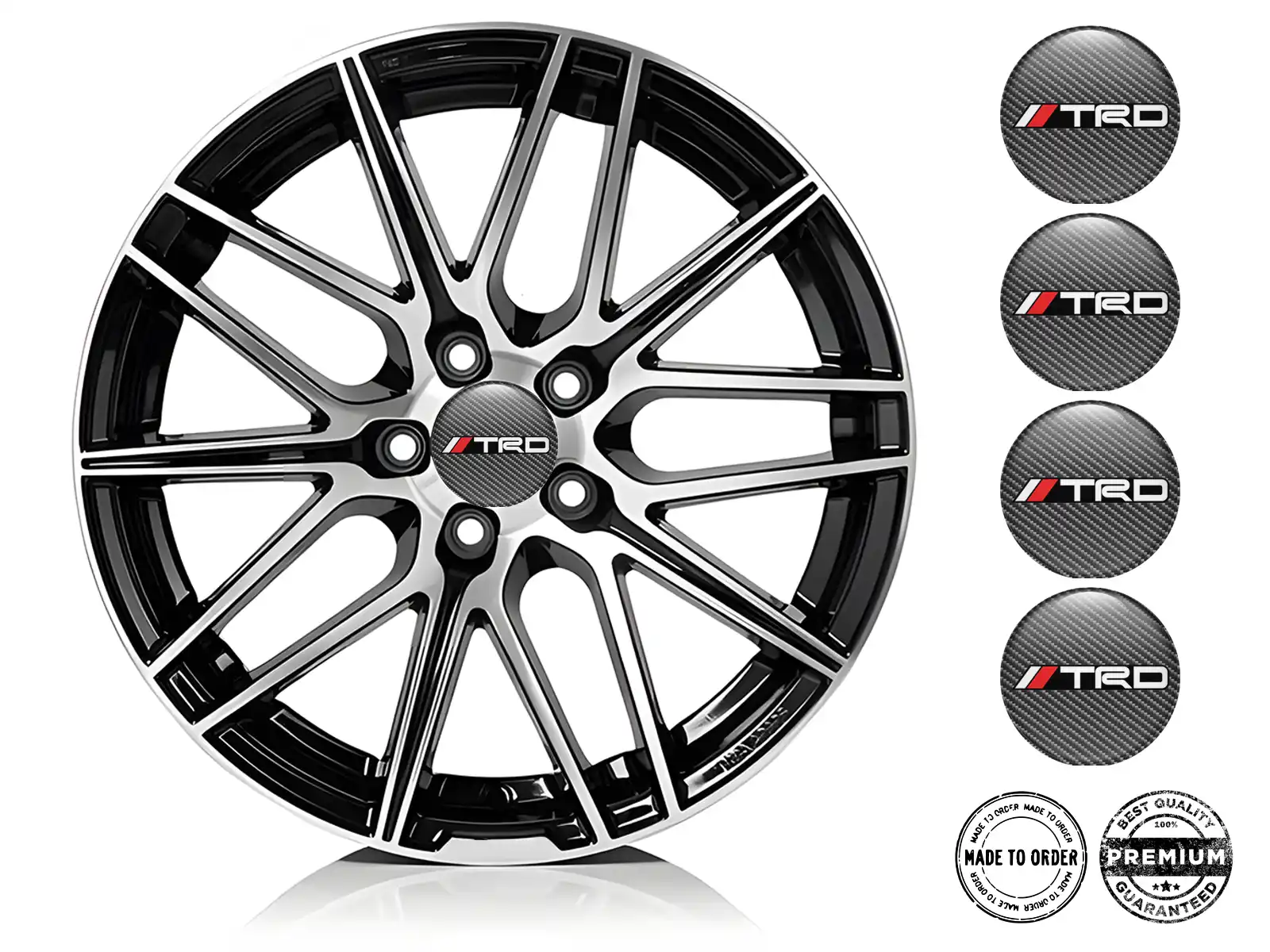 Toyota TRD Pegatinas de Aro Estilo Insignias Bombadas Tapacubos
